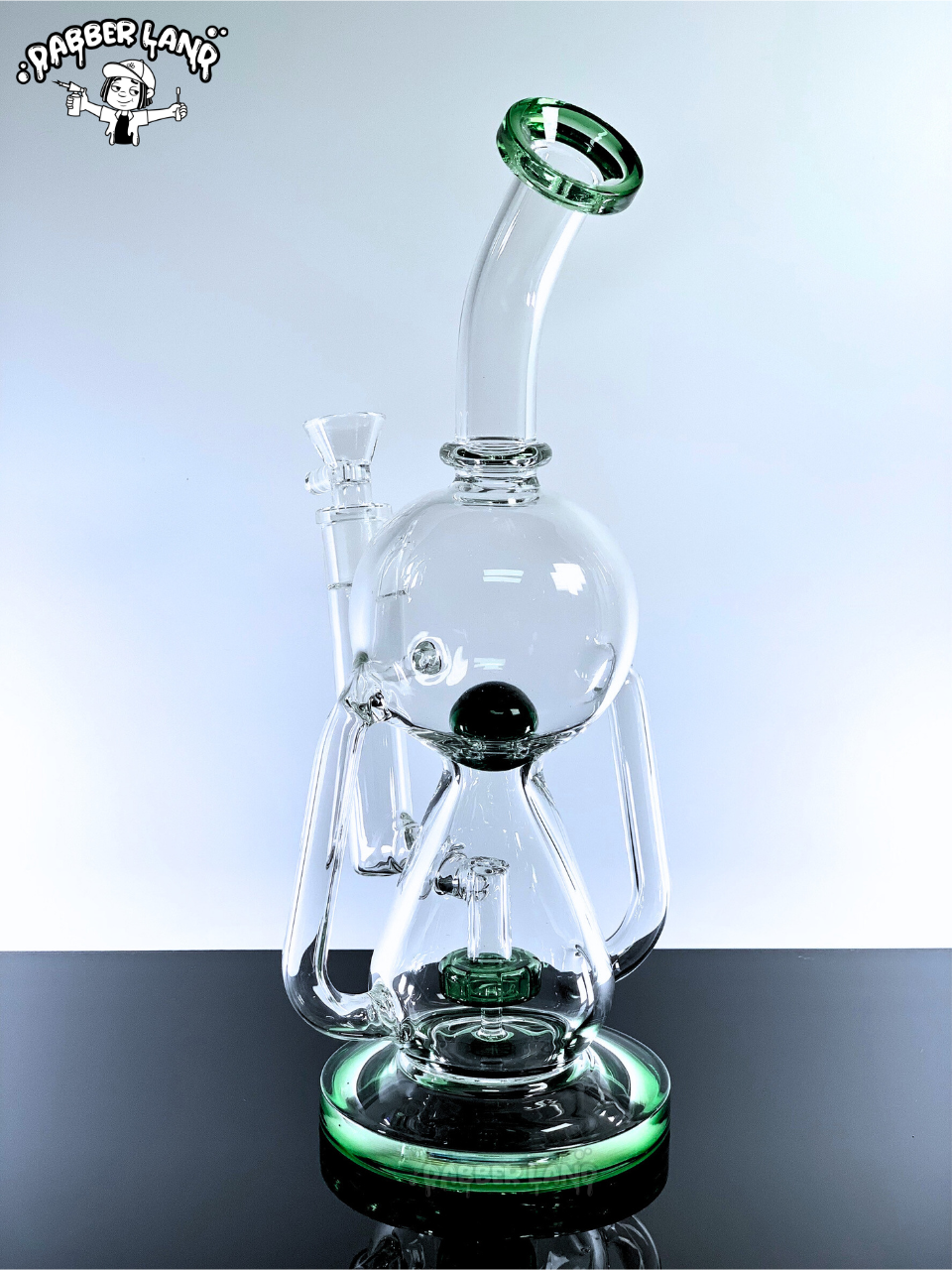 Recycler Double Bubble Glass Ball Inside Dab Rig 11 Inches