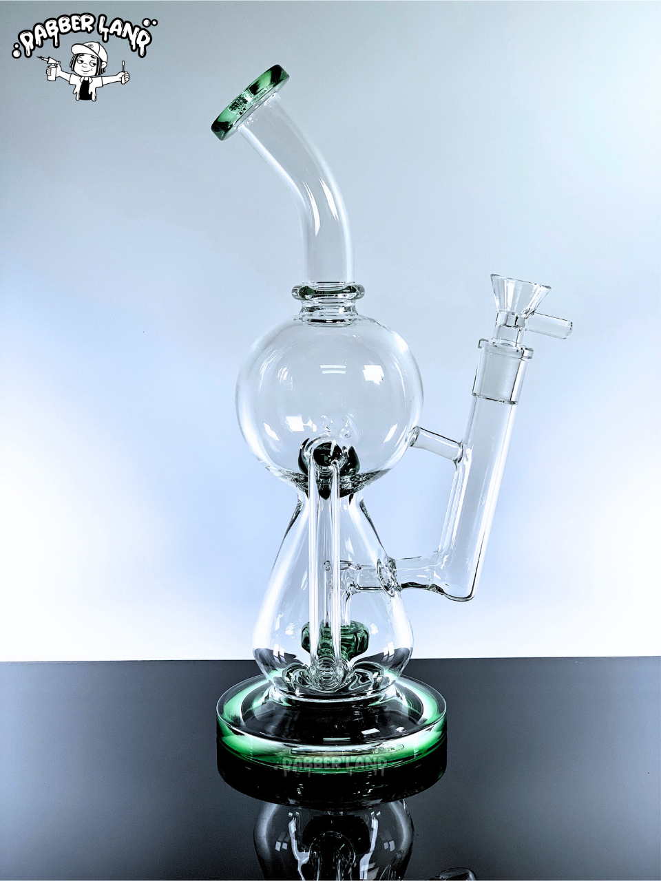 Recycler Double Bubble Glass Ball Inside Dab Rig 11 Inches