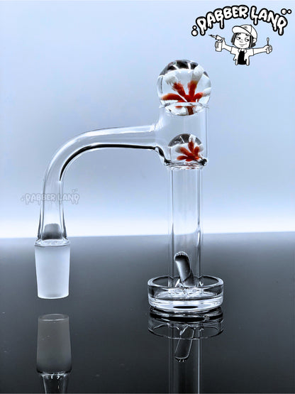 Glass Terp Slurper Marble Set Flower Built-in 22mm Carb Cap For Quartz Banger