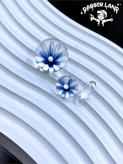 Glass Terp Slurper Marble Set Flower Built-in 22mm Carb Cap For Quartz Banger